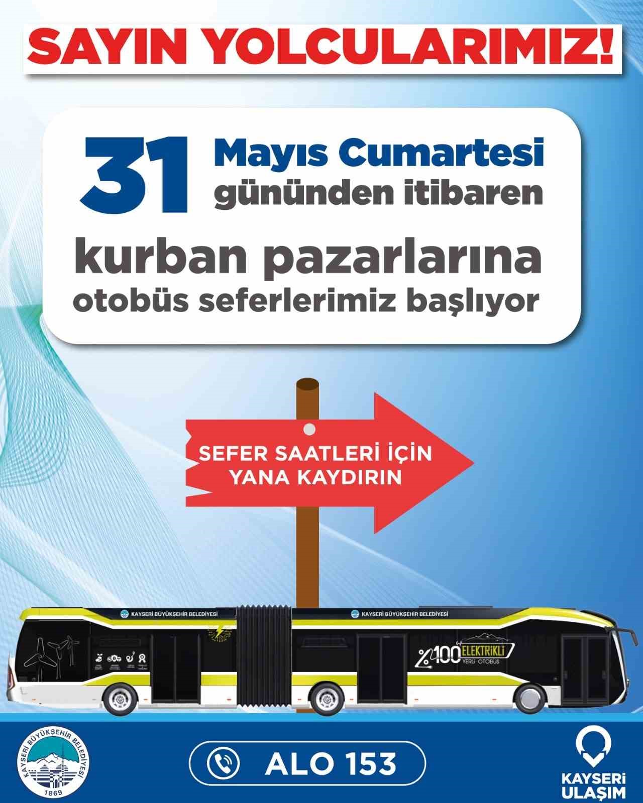 Kayseri Büyükşehir Belediyesi, kurban pazarlarına ulaşımı hızlandırmak ve kolaylaştırmak için