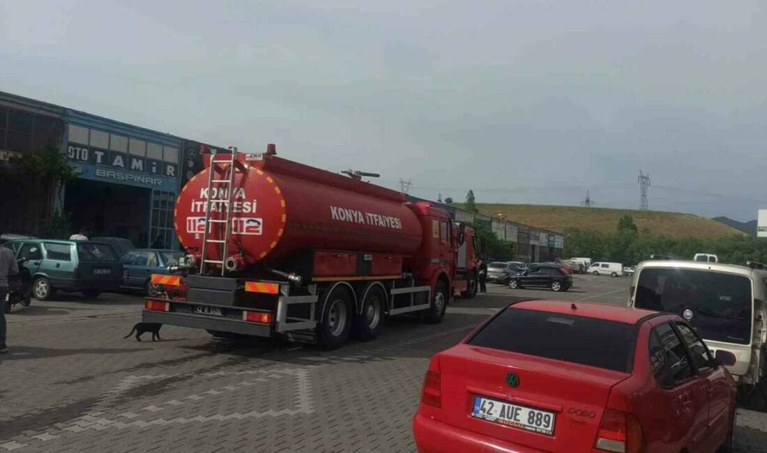Konya’nın Seydişehir ilçesinde bir oto tamirhanesinde çıkan yangın paniğe neden