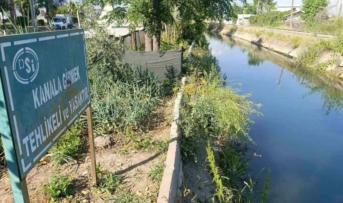 Antalya’da DSİ’ye ait sulama kanalına giren ve suyun dibinde hareketsiz
