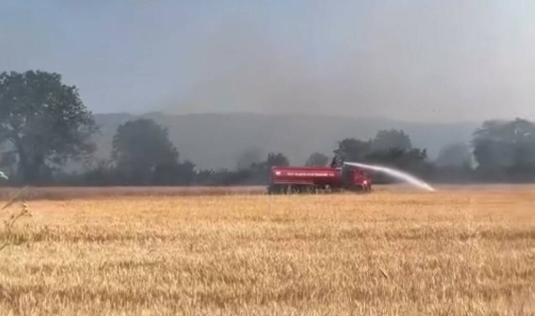 Düzce’de merada çıkan anız yangını rüzgarın etkisi ile güçlükle söndürüldü.