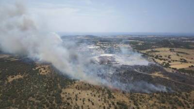 Çanakkale’nin Ezine ilçesinde tarım arazisinde başlayan ve ormanlık alana sıçrayan
