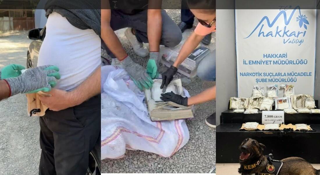 Hakkari’de polis ekipleri tarafından bir otomobilde gerçekleştirilen operasyonda 7 kilo