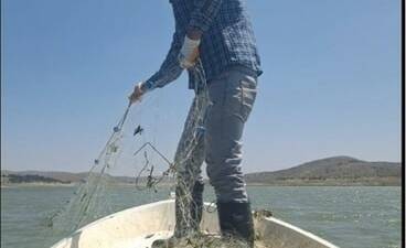 Afyonkarahisar’da Selevir Barajında yapılan denetimlerde bin 200 metre uzunluğunda ağ