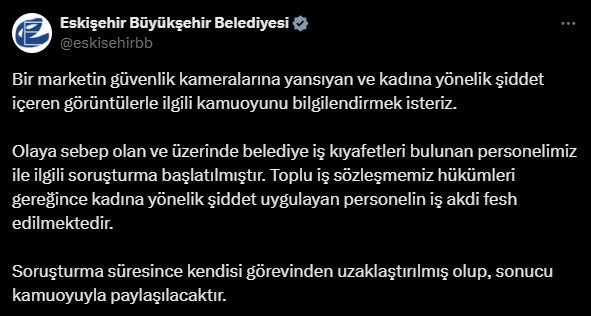 Eskişehir Büyükşehir Belediyesi, bir markette eşiyle tartışan kadınının başını yere