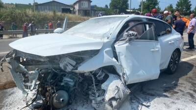 SAKARYA (AA) – Sakarya’nın Karasu ilçesinde kaza yaptıktan sonra yanmaya