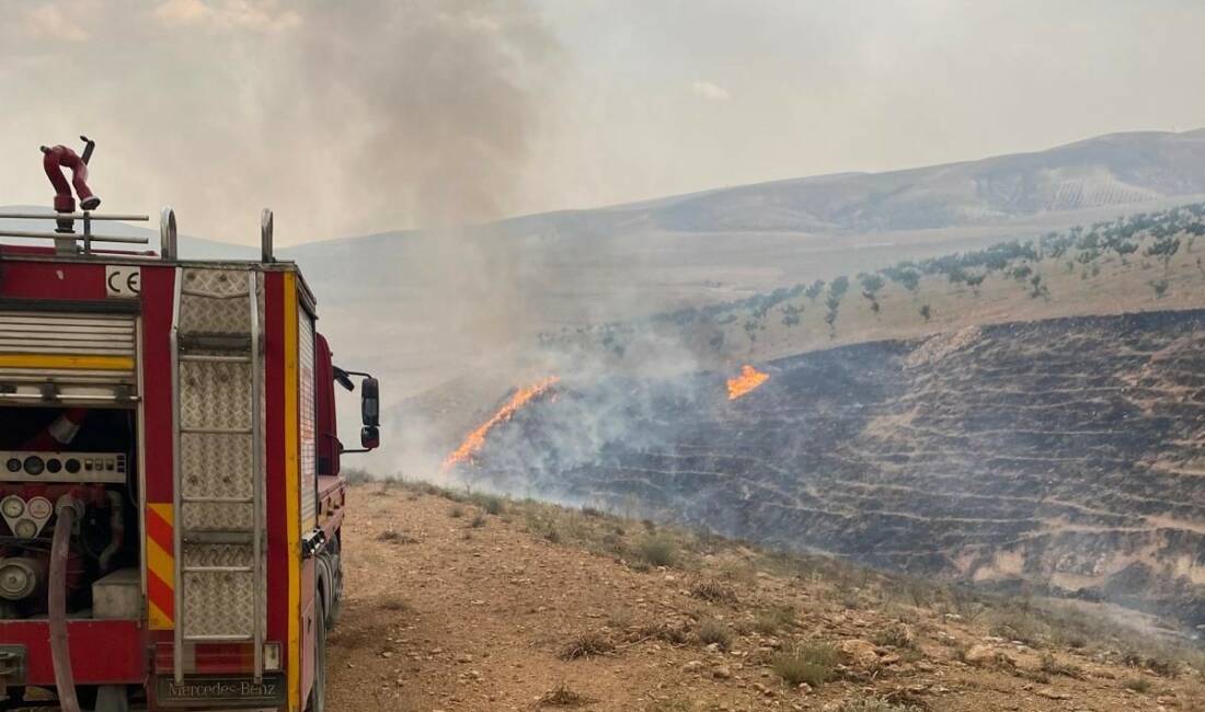 Şanlıurfa’nın Birecik ilçesinde çıkan orman yangınına ekiplerin havadan ve karadan