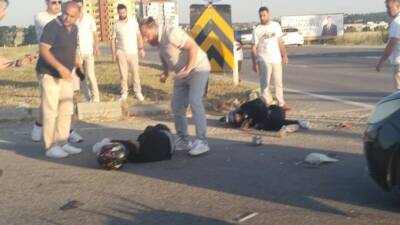 Tekirdağ’ın Saray ilçesinde ışık ihlali sonucu motosiklet ile otomobilin çarpıştığı