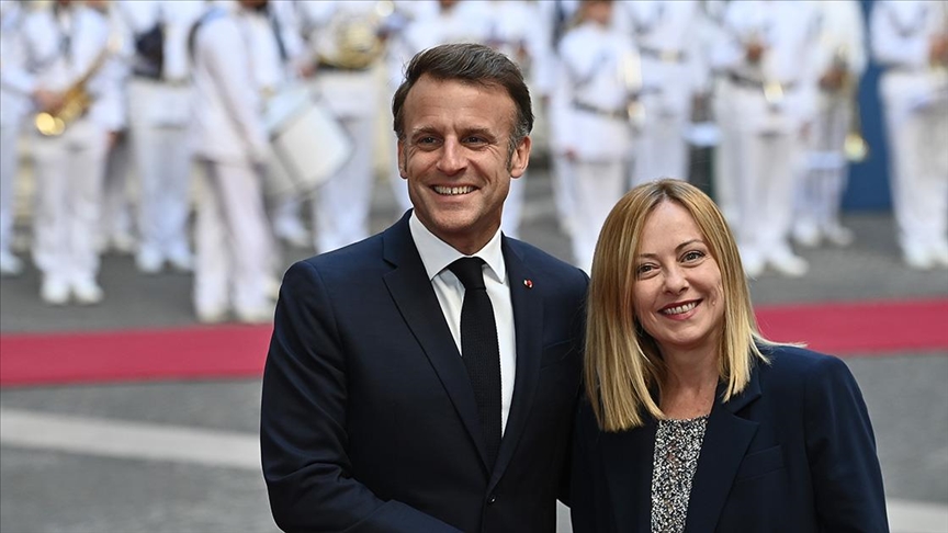 İtalya Başbakanı Giorgia Meloni ve Fransa Cumhurbaşkanı Emmanuel Macron, Roma'da,