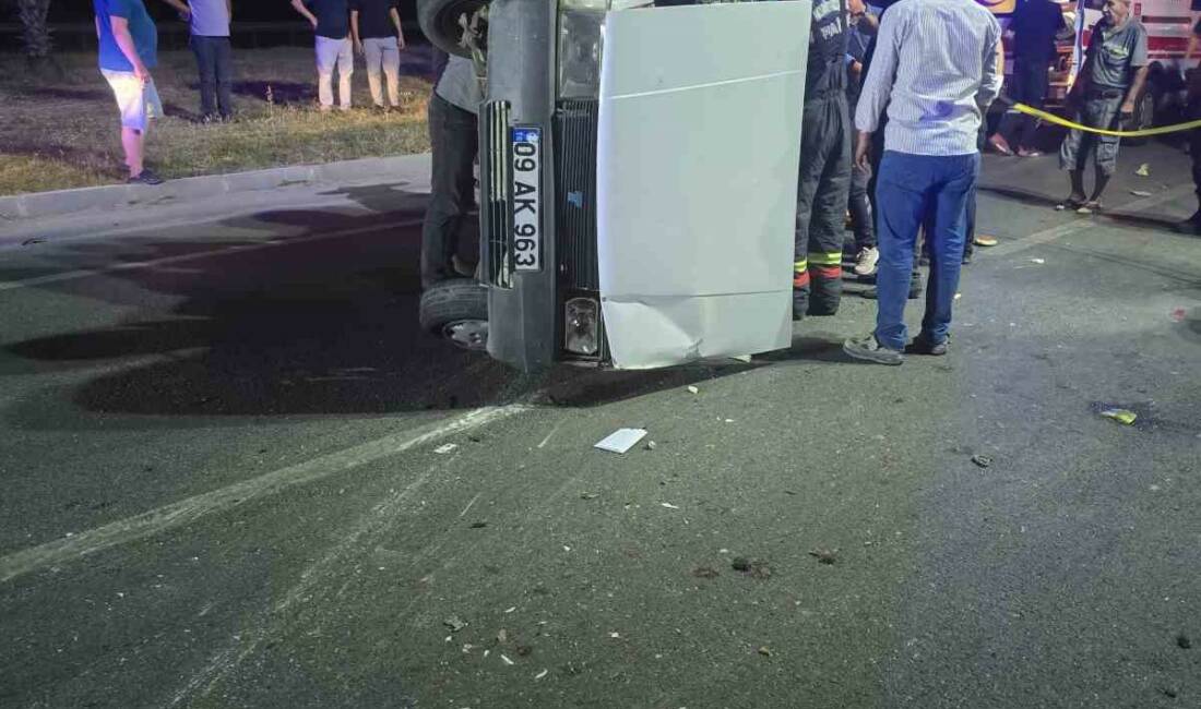Aydın’ın Efeler ilçesinde ticari araç ve otomobilin çarpışması sonucu meydana