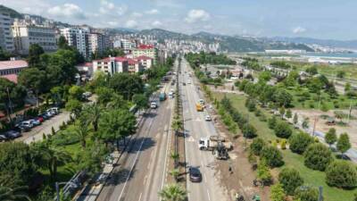 Trabzon’da dün etkili olan şiddetli yağışın yol açtığı sel ve
