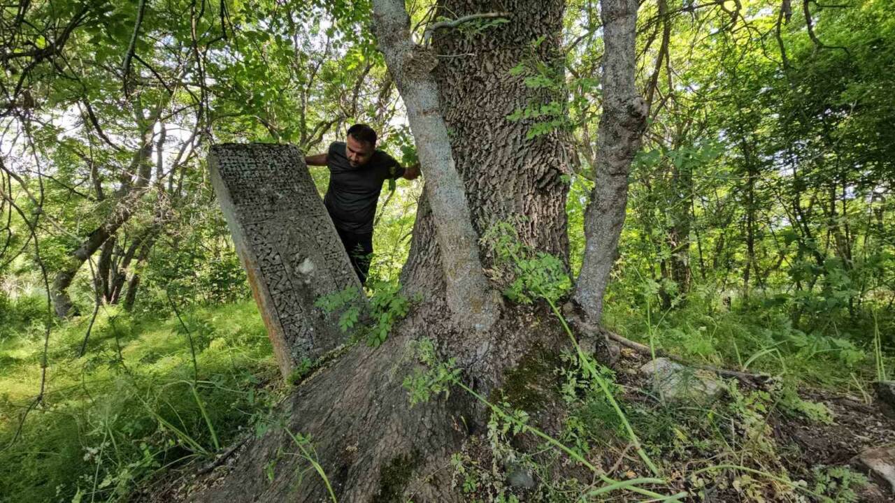 Bitlis’in Tatvan ilçesine bağlı Tokaçlı köyünde bulunan tarihi mezarlar, büyüyen
