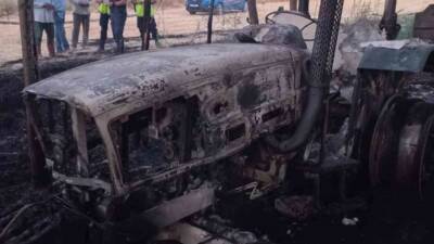 Burdur merkeze bağlı Düğer köyünde traktör kontağının kısa devre yapması