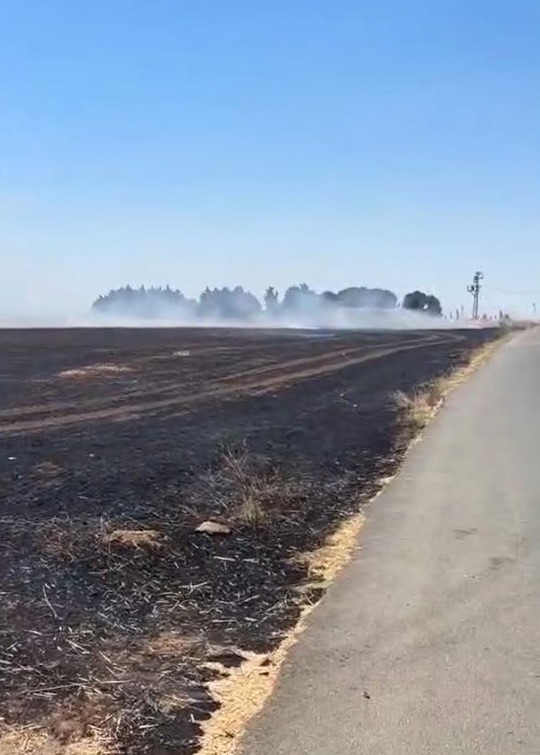 Silivri Gümüşyaka Mahallesi’nde çıkan anız yangınına vatandaşlar, traktörleri ve ellerine