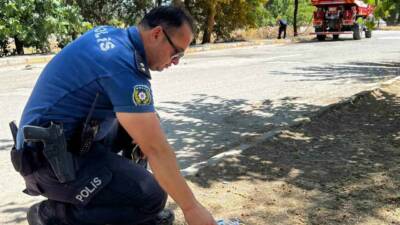 Adıyaman’da, ormanlık alan içerisinde çıkan yangında yanmak üzere olan bir