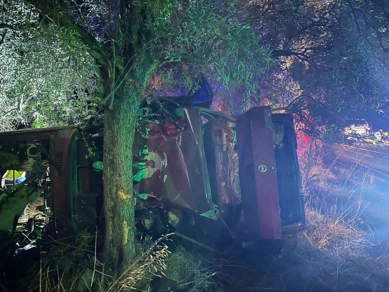 Muğla’nın Milas ilçesinde direksiyon hakimiyetini kaybederek şarampole yuvarlanan araç içinde