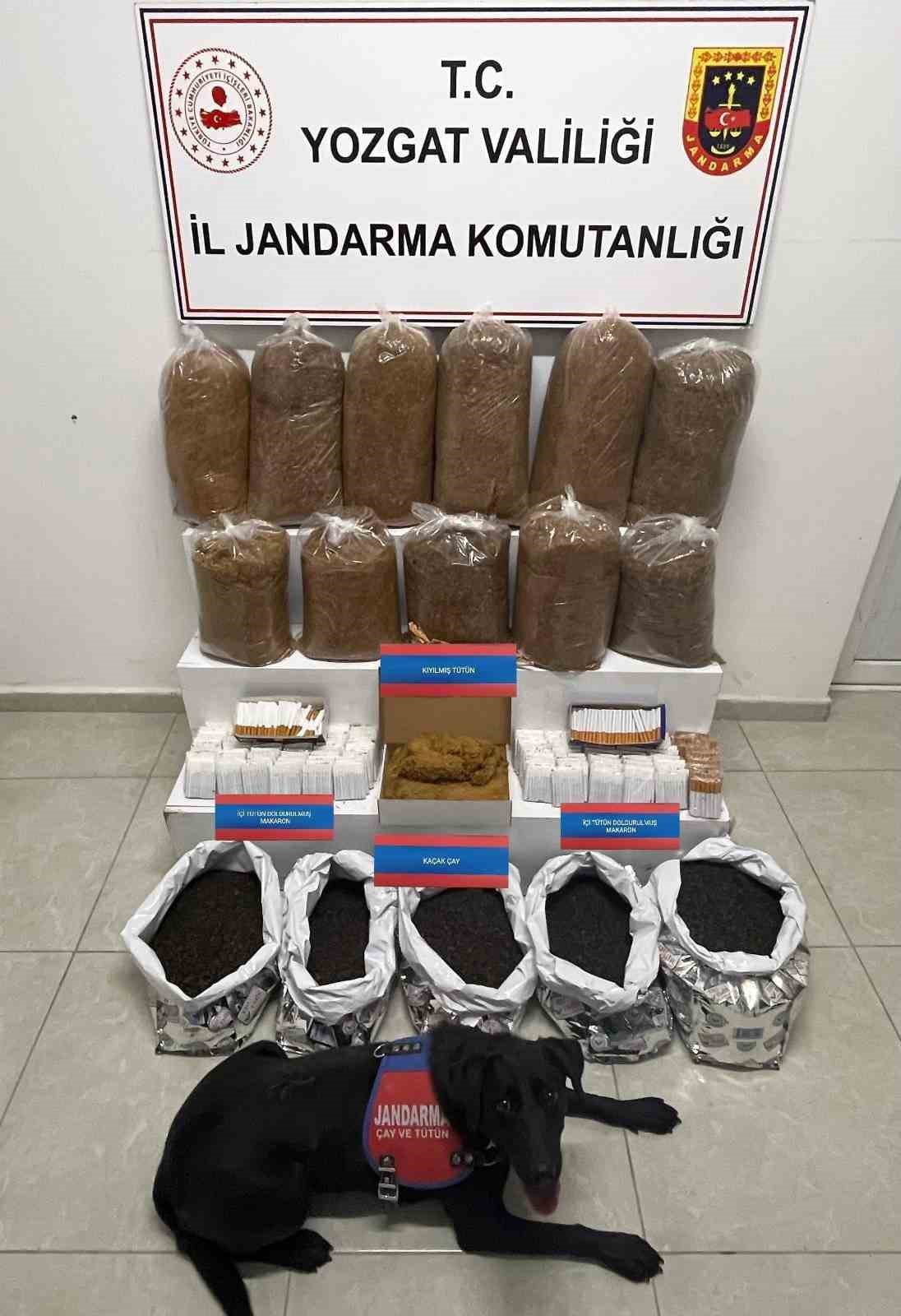 Yozgat’ın Boğazlıyan ilçesinde yapılan operasyonda makaron ve tütün ele geçirildi.