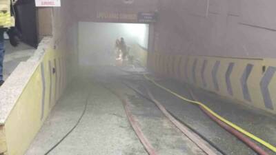 Çekmeköy’de bir sitenin otoparkında park halindeki elektrikli araçta çıkan yangın