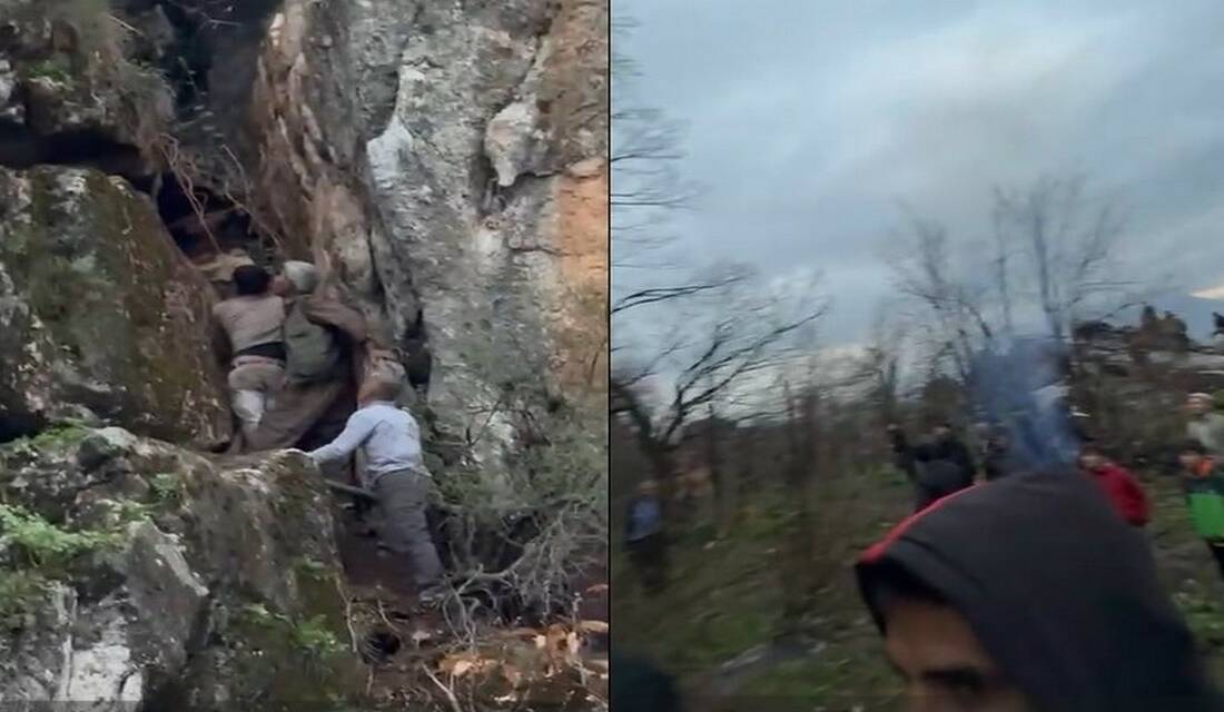 Hakkari’nin Derecik ilçesinde pancar toplamak için çıktığı dağa mahsur kalan