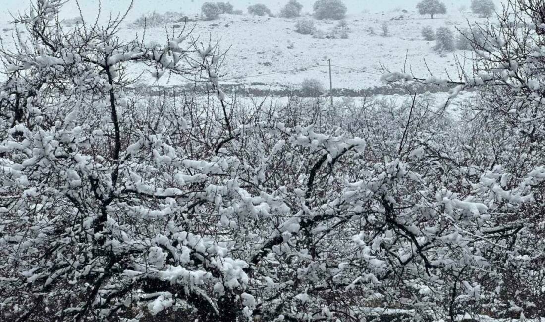 Malatya’da kırsal bölgelerde kar kalınlığı yer yer 10 santimetreye ulaştı.